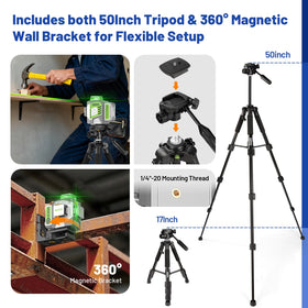 Huepar Pro green laser lines setup enabling quick room layout and alignment