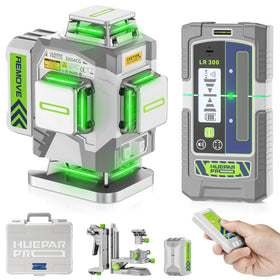 Huepar Pro laser level setup with 360° coverage for precise layouts.