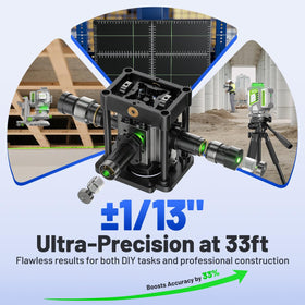 Huepar Pro four 360° green lasers provide full-room layout coverage.