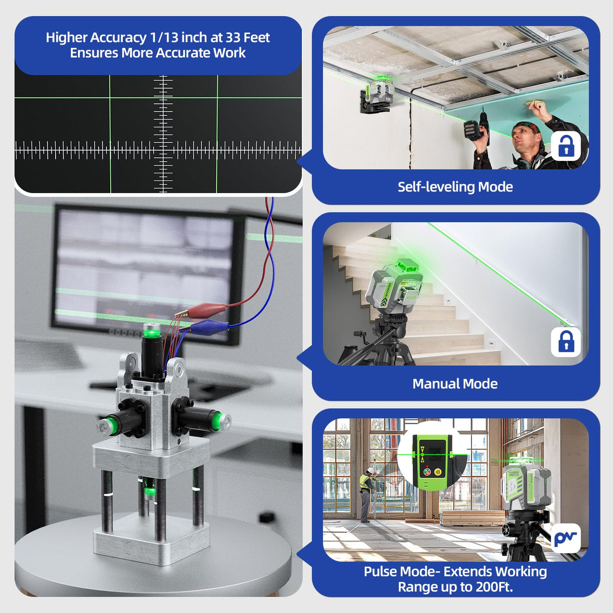 Huepar Pro remote control enables hands-free mode and range extension.