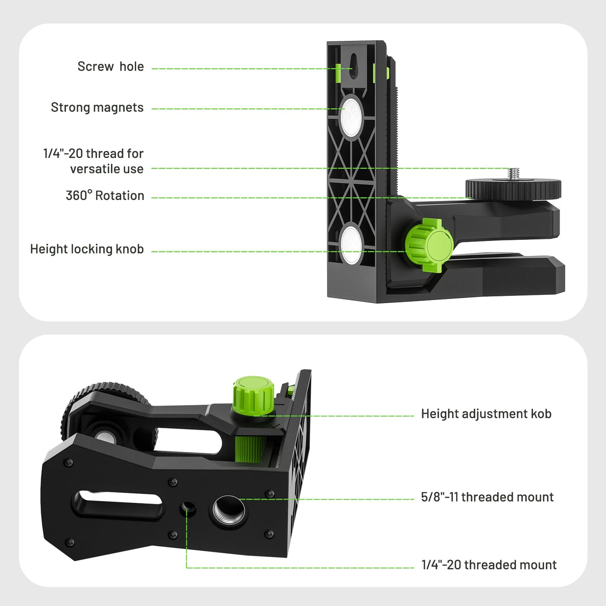 PV12 bracket rotates 360 degrees for flexible alignment.