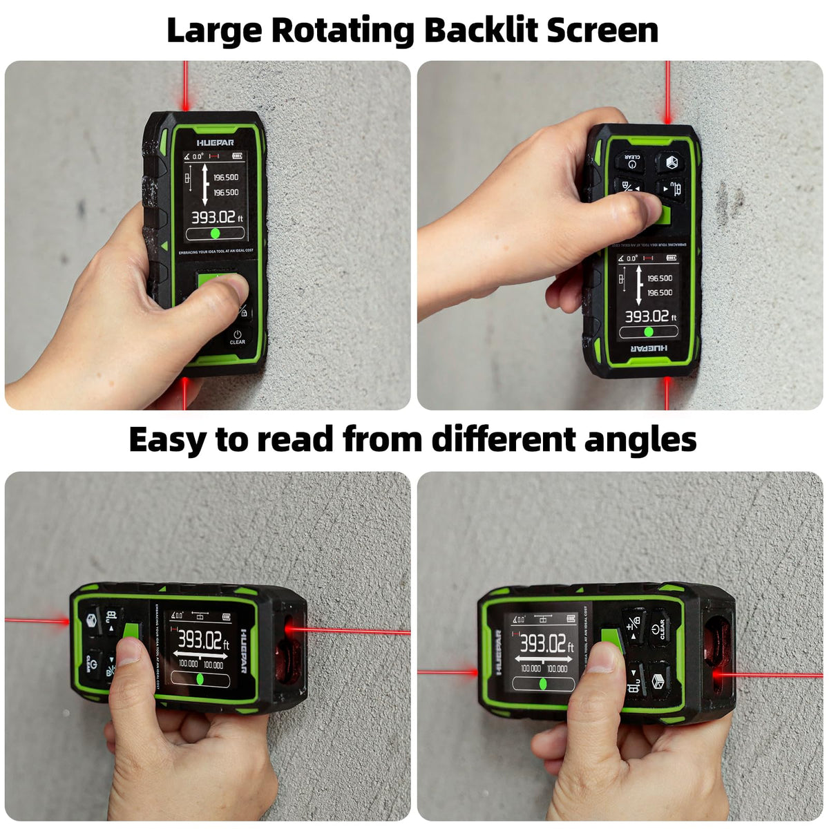 Huepar rechargeable Li-ion battery powering hours of use