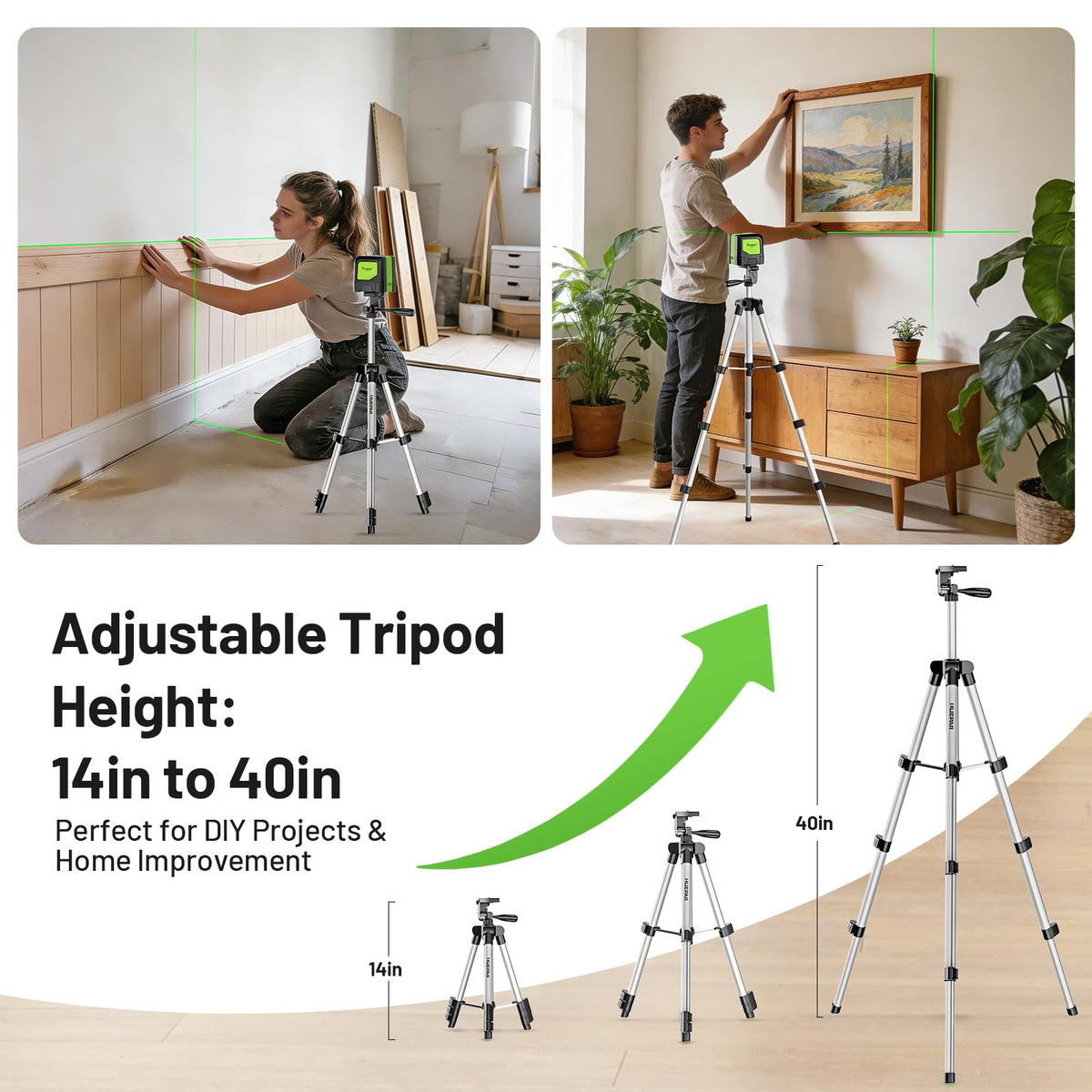 Huepar self-leveling mode with pendulum for quick, accurate alignment.