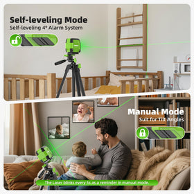 Huepar self-leveling mode switch for effortless levelness on uneven surfaces