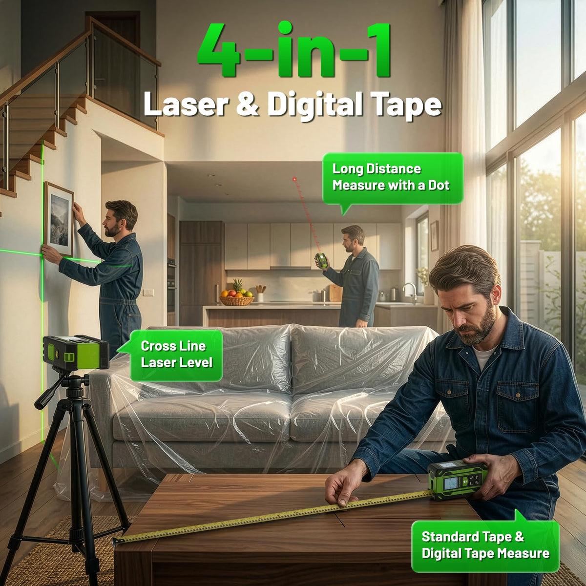 Huepar TLM60 laser distance meter delivers accurate range readings.