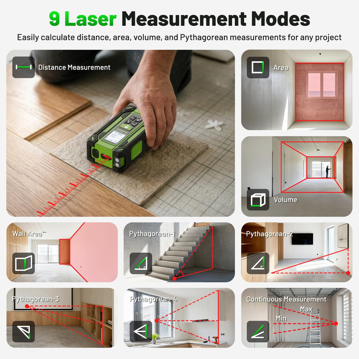 Huepar TLM60 tripod-compatible design supports stable measurements.