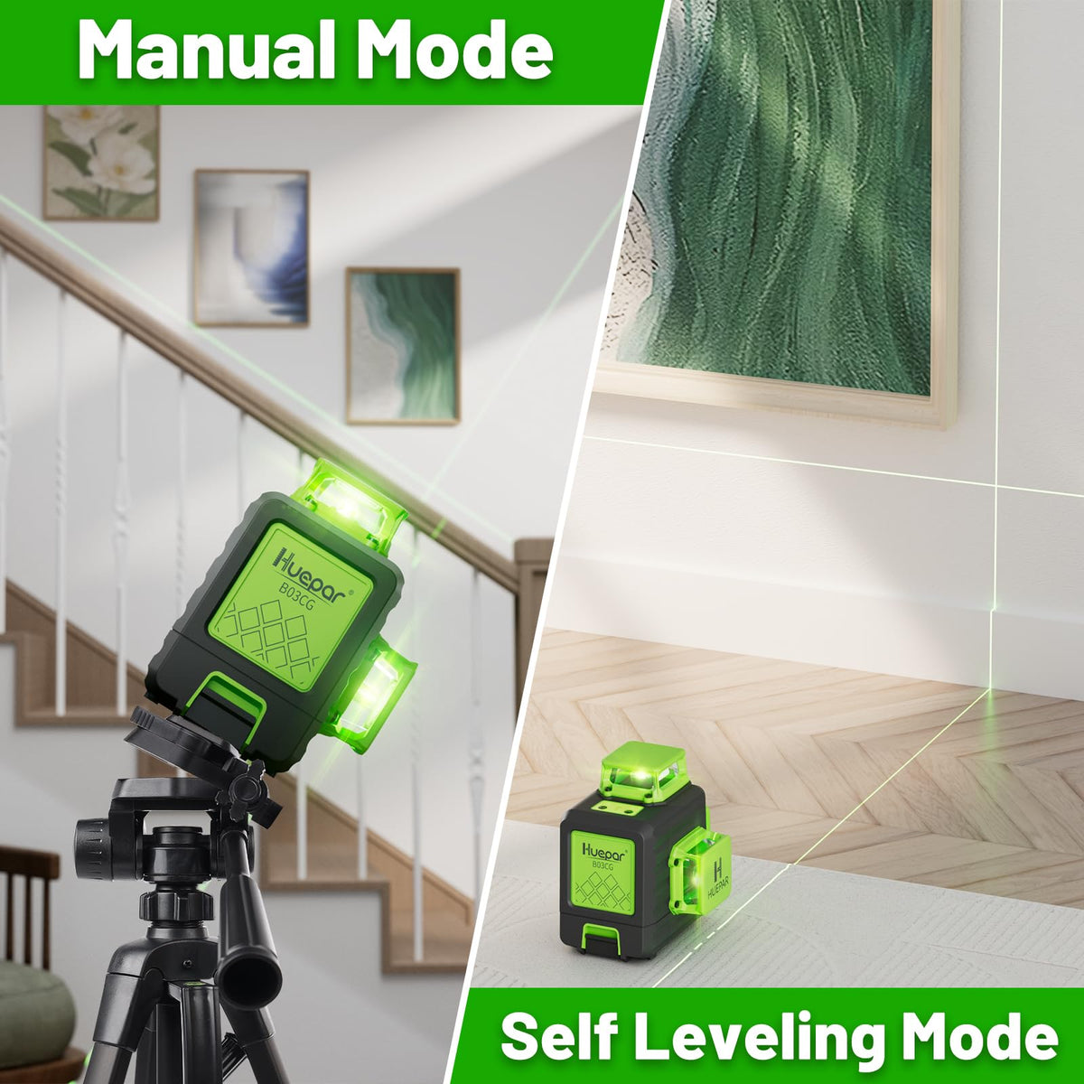 Huepar 47 inch tripod with adjustable legs during tile installation
