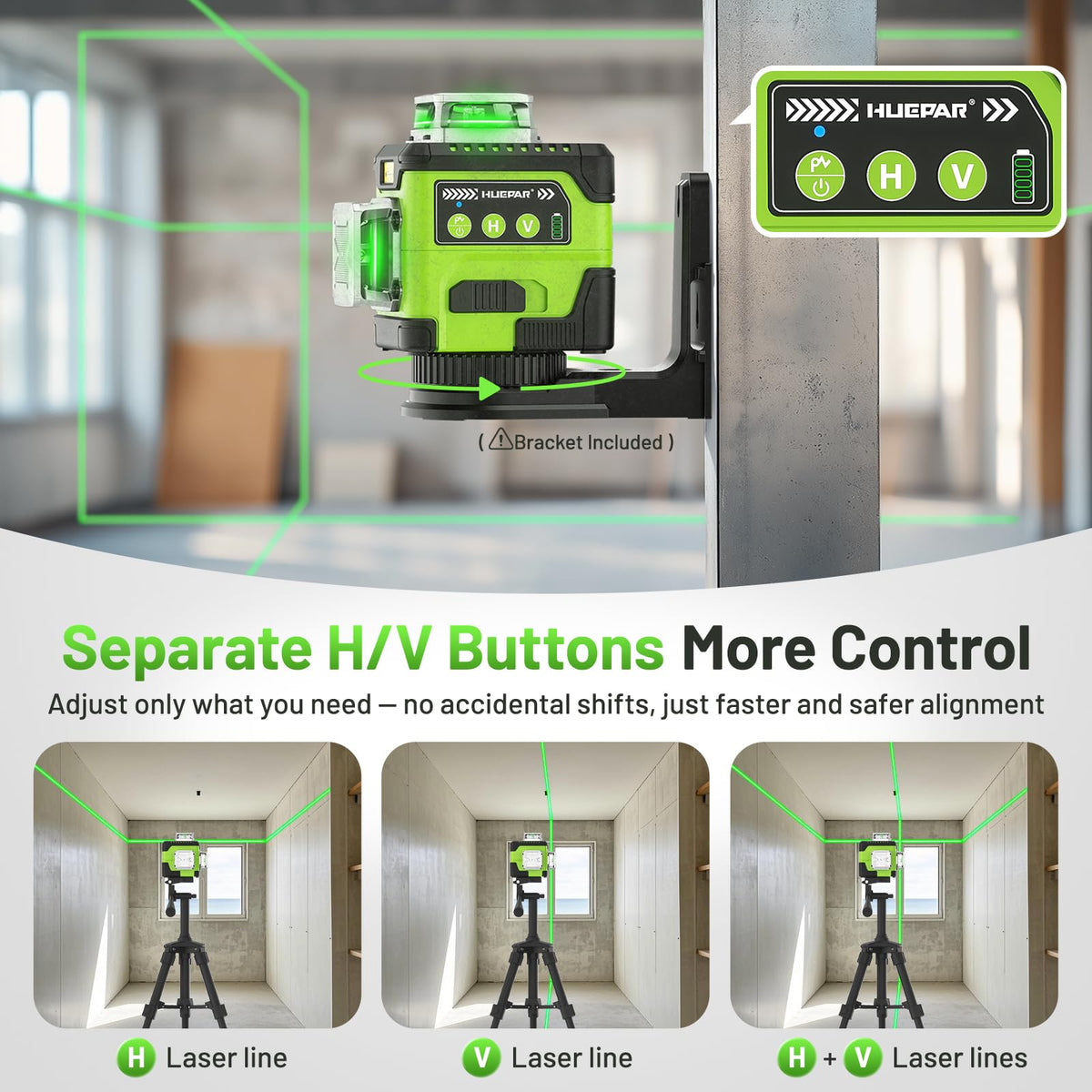 Huepar Y03CG outdoor visibility with Pulse Mode extends range for outdoor use