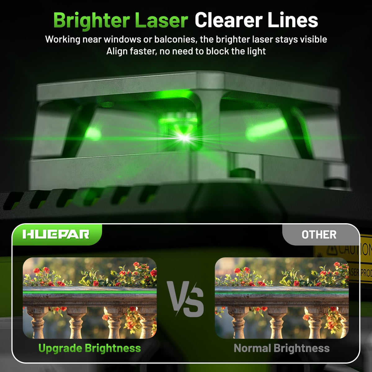 Huepar Y03CG quick leveling in 2–3 seconds saves time on projects
