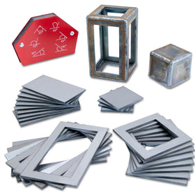 Hugbow welding coupons plates laid out for beginner practice