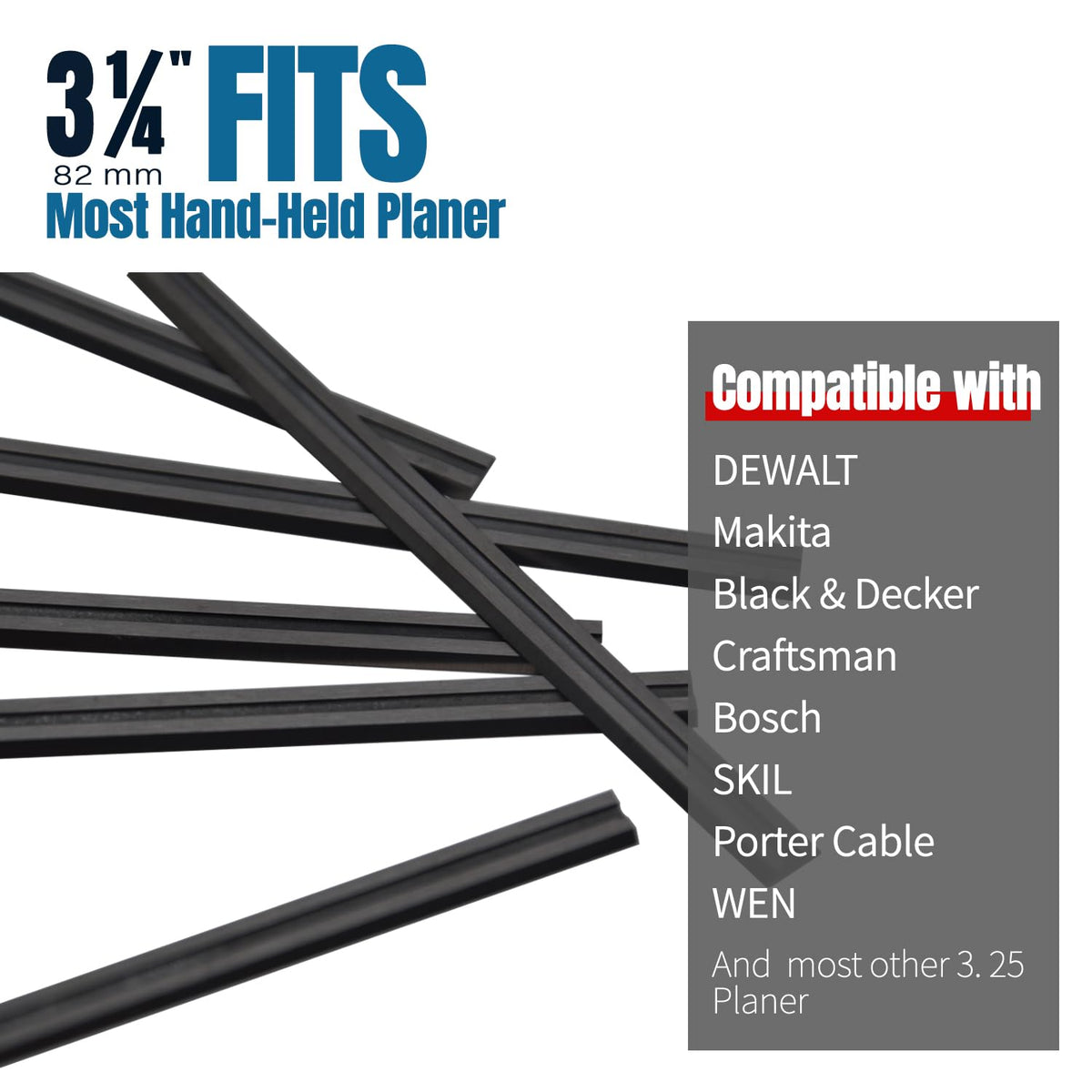 HUGEARM planer blades 82 mm in size with clear dimensions for accuracy.