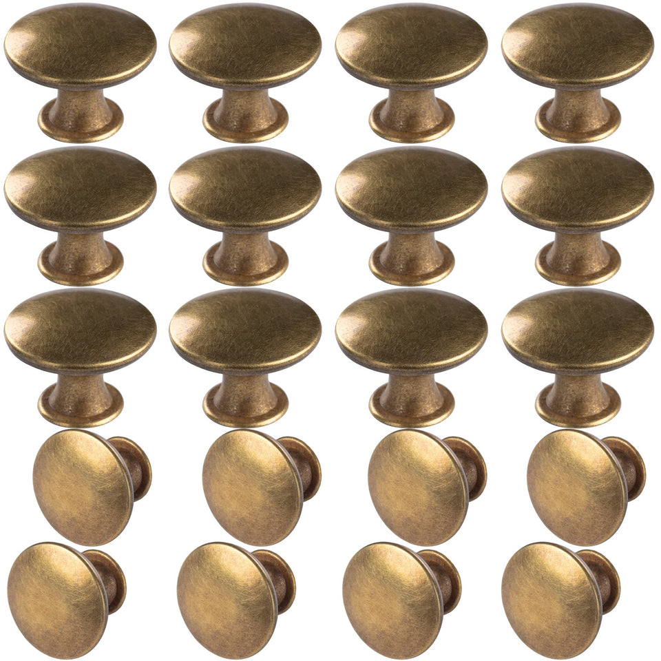 HUGOLEM brass round knob front view with antique finish for cabinets