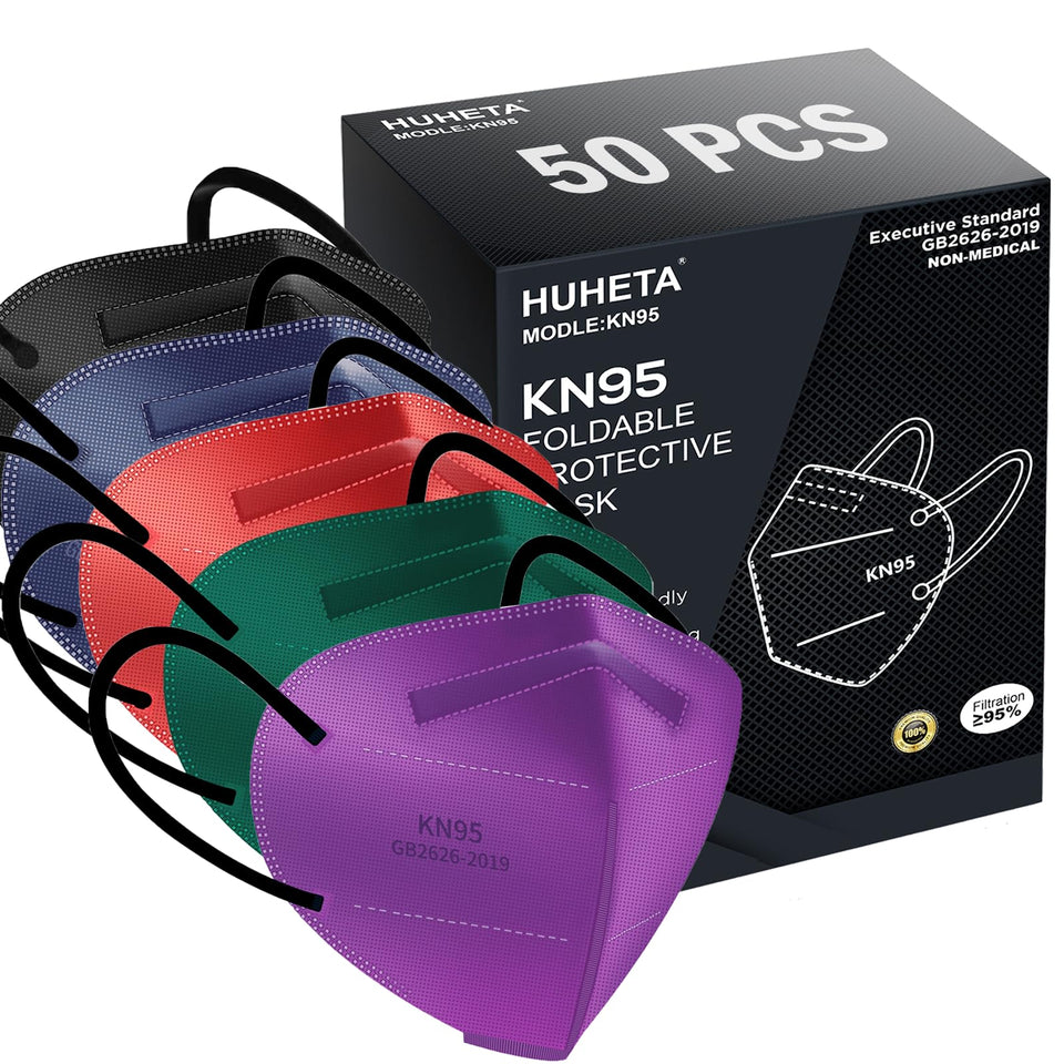 HUHETA 50-pack KN95 mask box for daily protection in crowded spaces