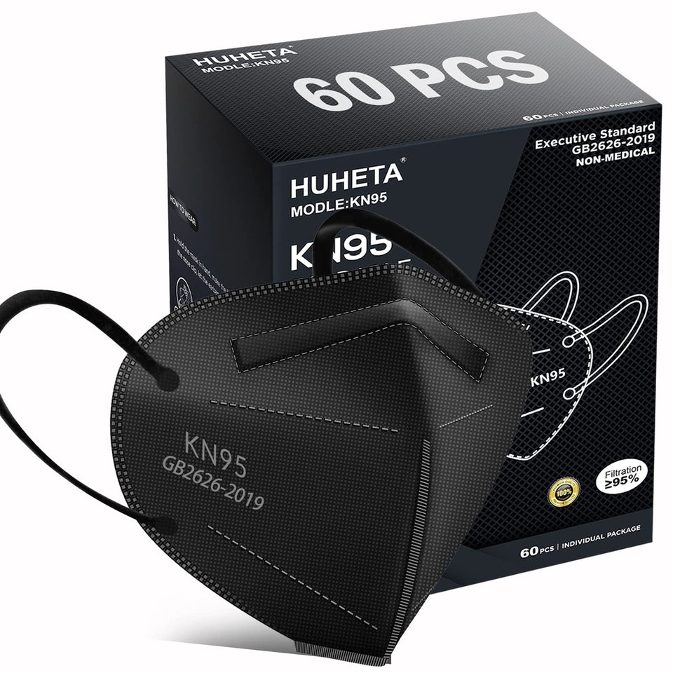 HUHETA KN95 mask box of 60 for convenient daily use.