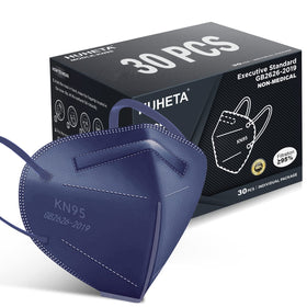 HUHETA KN95 royal blue mask pack for on-the-go protection