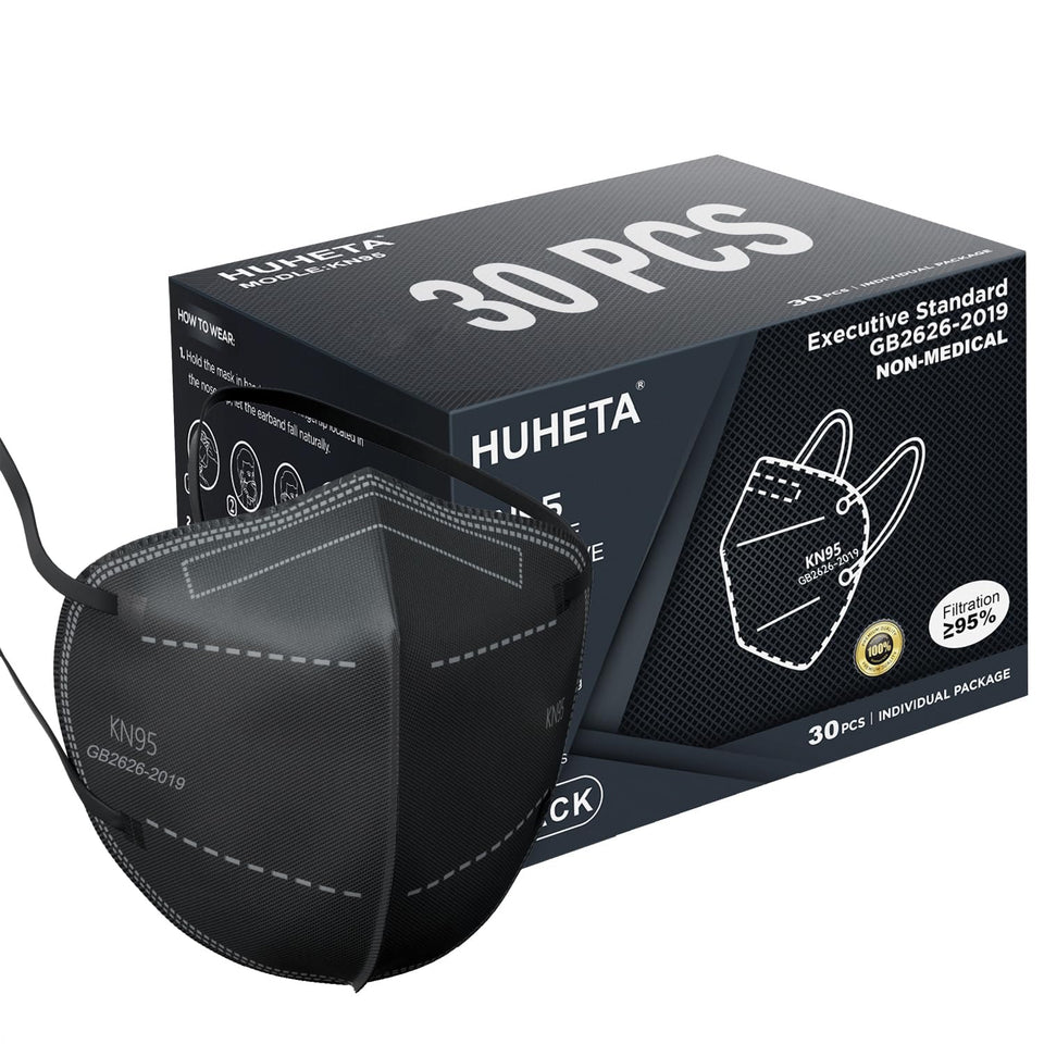 HUHETA KN95 mask 30-pack individually wrapped for hygienic on-the-go use