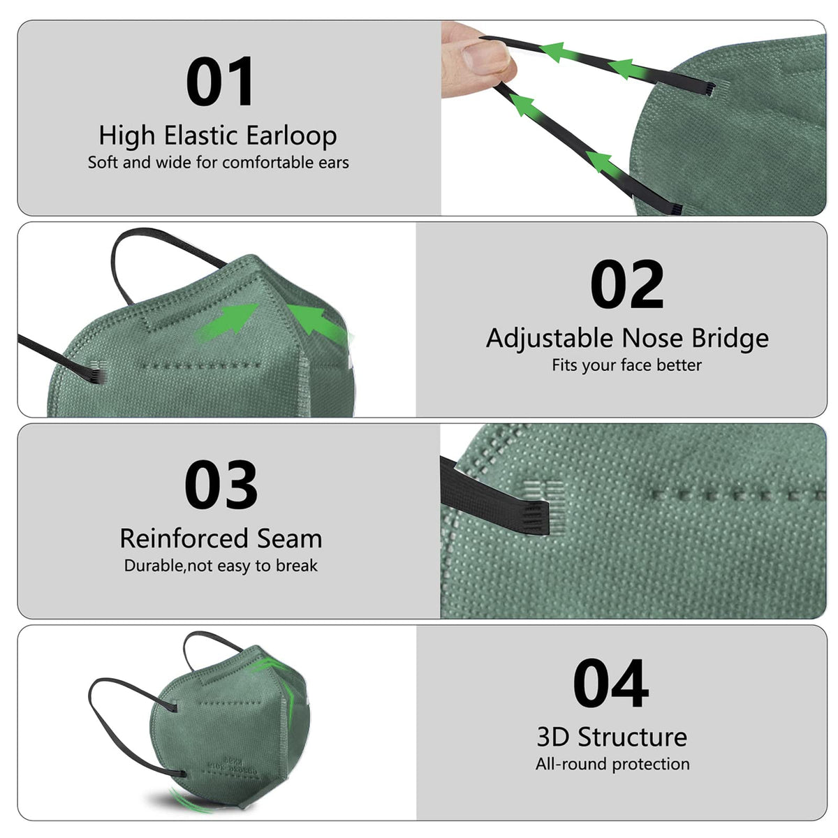 HUHETA KN95 masks individually wrapped to reduce contamination.