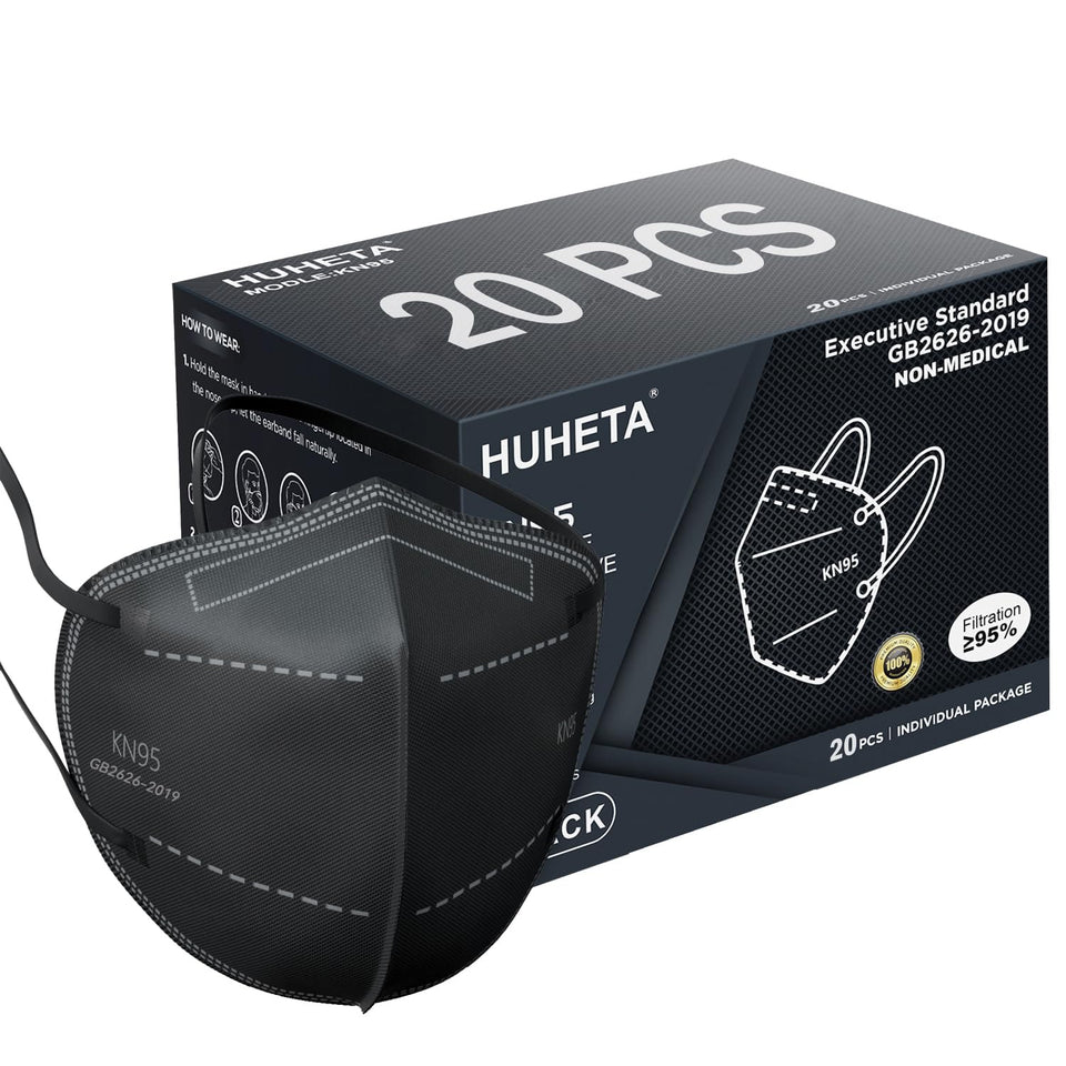 HUHETA KN95 mask 20-pack packaging for easy, on-the-go protection.