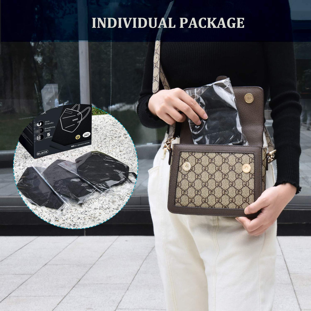 HUHETA KN95 mask folds flat for compact travel.