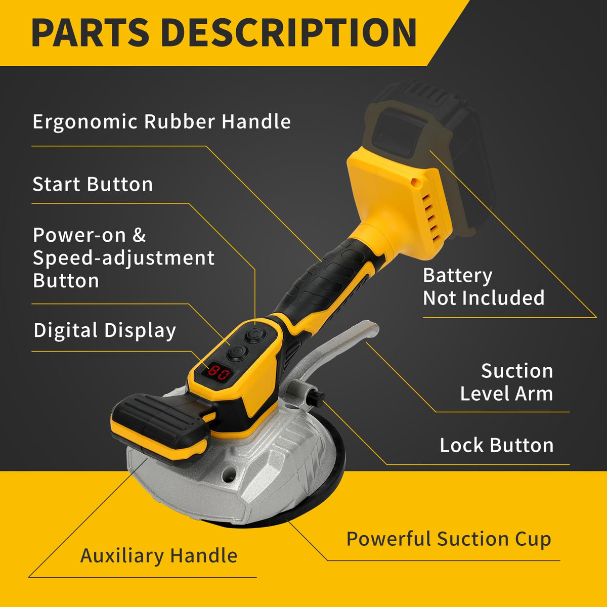 HUICCN tile vibration machine side view highlights the 8-speed selector for different tiles.