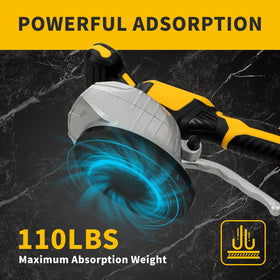 HUICCN tile vibration machine suction cup closeup emphasizes strong adsorption for stable tile placement.