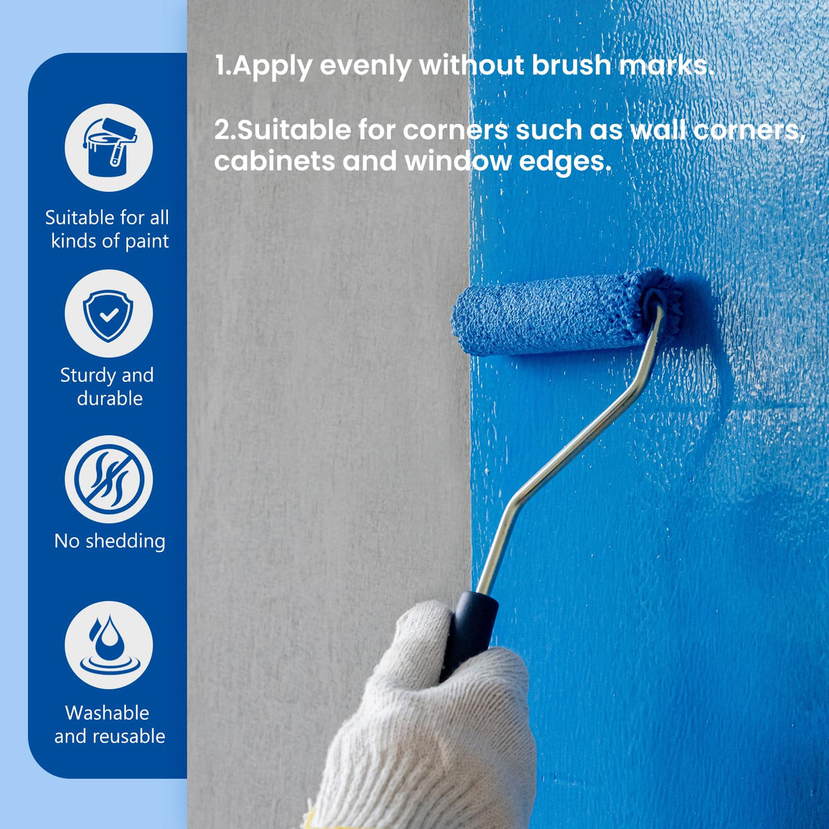 HUIROOWL mini paint roller kit for quick touch ups and edges