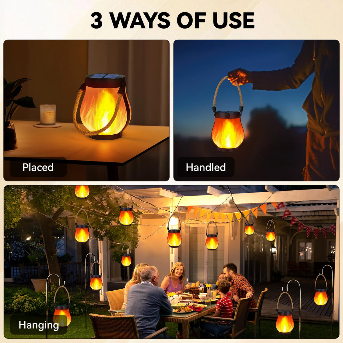 HuiZhen solar lantern close-up on IP65 waterproof housing for all-season use.