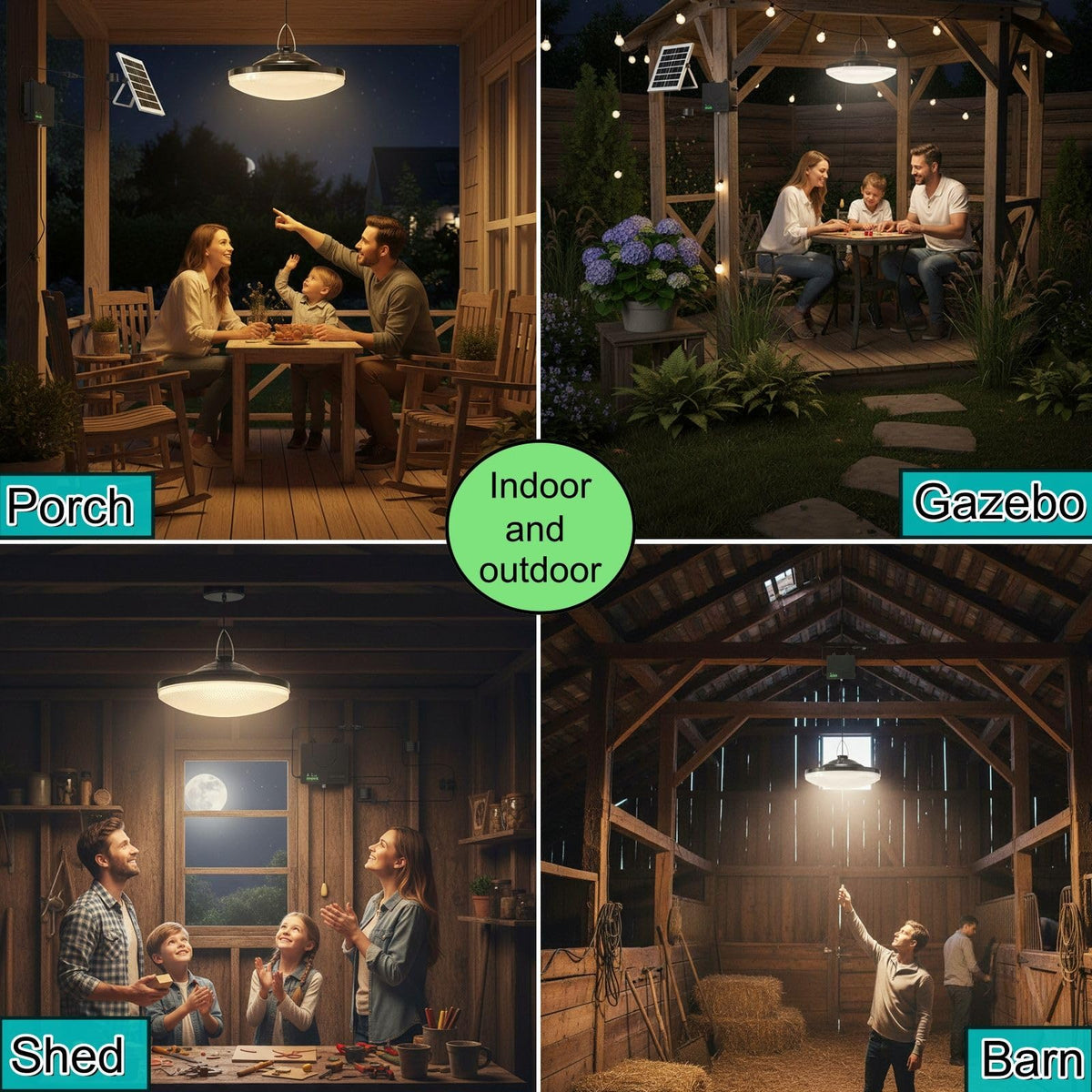 HULPPRE solar light for indoor outdoor shed setup and day use.