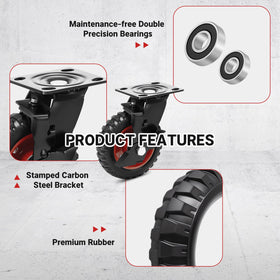 Humagineer 6in caster wheel with swivel bearings, smooth 360-degree rotation under loads.