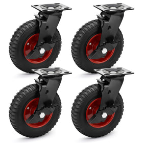 Humagineer 8in outdoor caster wheel front view with rugged rubber tread for heavy loads