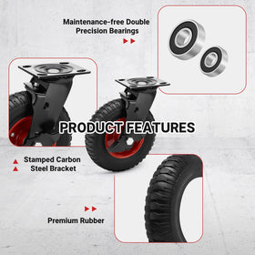 Humagineer 8in outdoor caster wheel rubber-tread provides strong grip