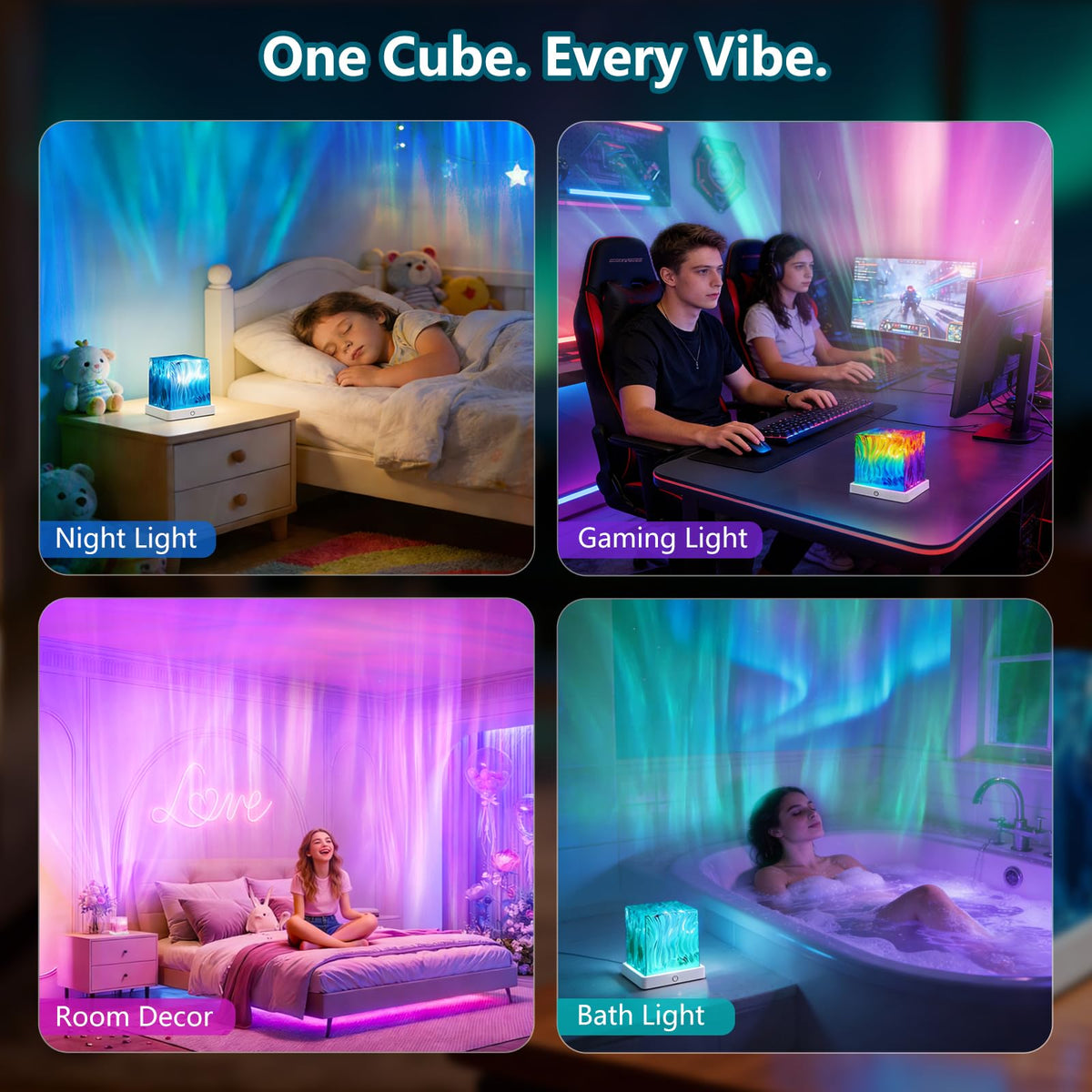 HUMIIEYE Transparent cube decor complements desks and shelves