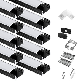 HunHun 10-pack U-shape black LED channel for even illumination in tight spaces