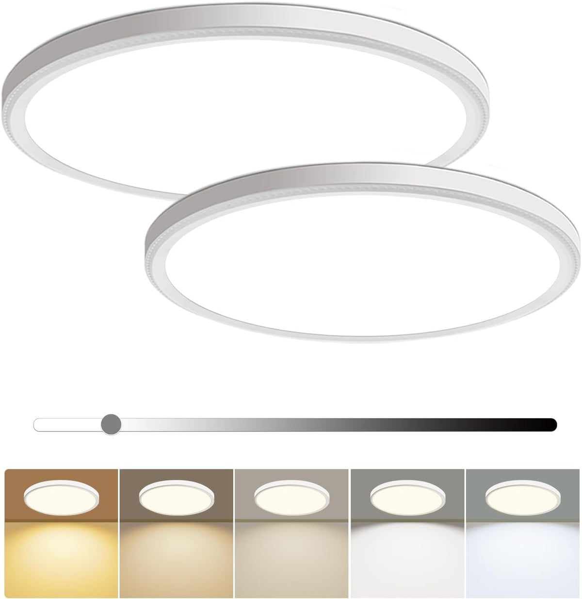 hunhun 2-pack 16-inch LED flush mount front view, bright round ceiling light for living rooms.
