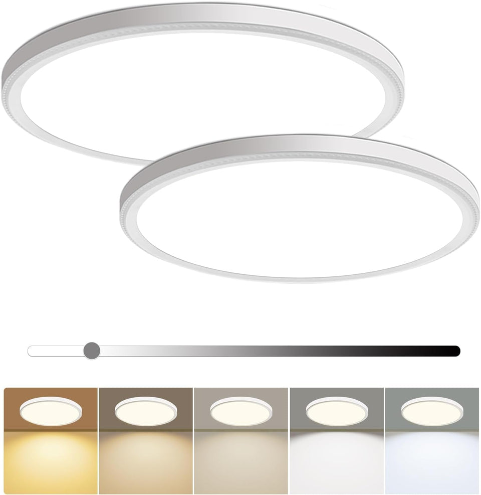 hunhun 2-pack 16-inch LED flush mount front view, bright round ceiling light for living rooms.