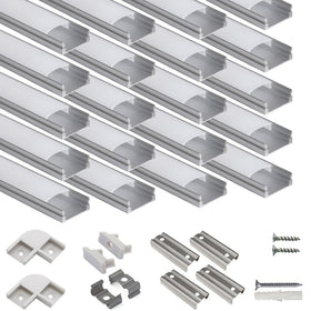 Hunhun 20-pack 1m U-shape LED channel with milky cover for soft, even lighting
