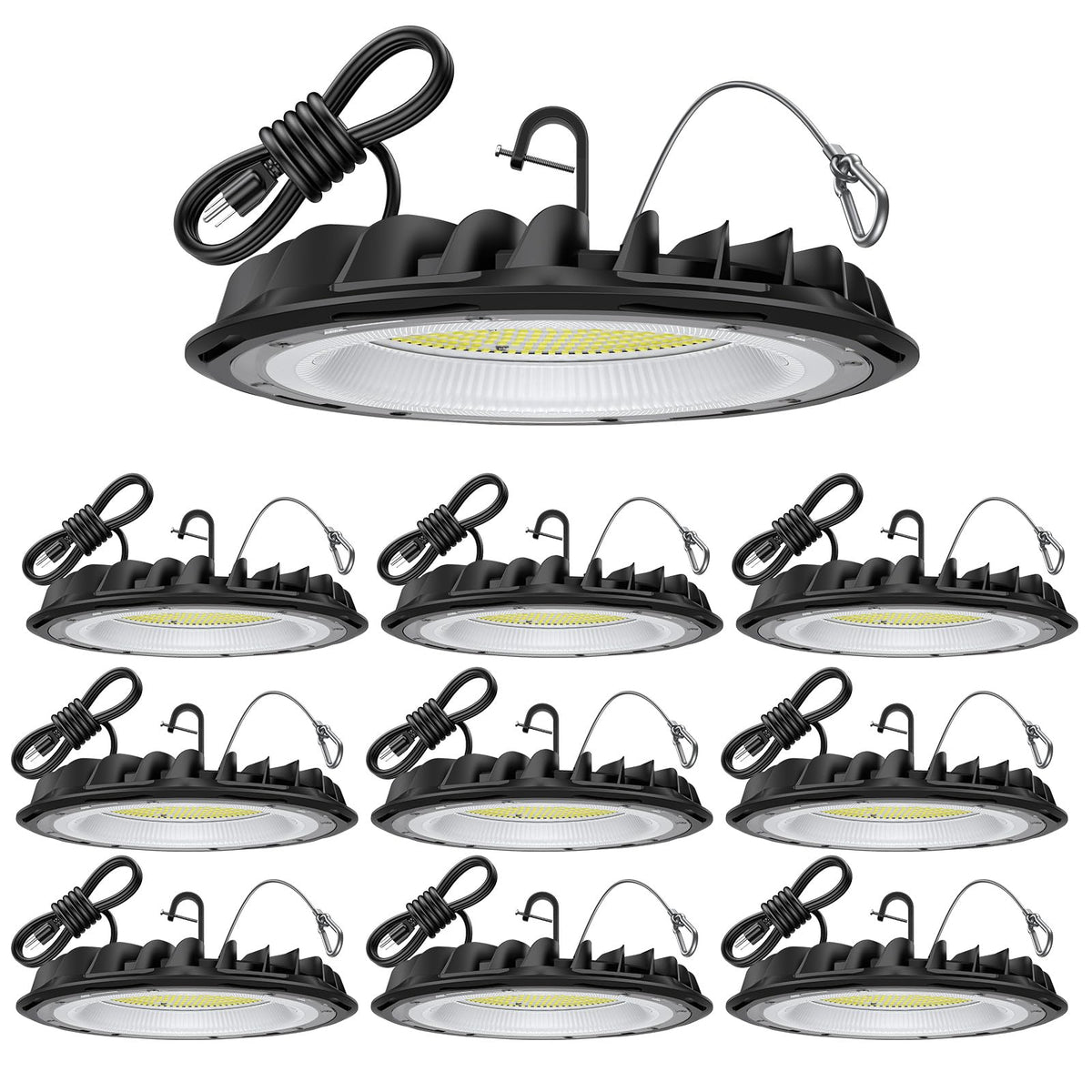 Hunhun ETL UFO high bay light assembly ready for installation in a workshop