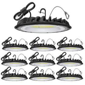 Hunhun ETL UFO high bay light assembly ready for installation in a workshop