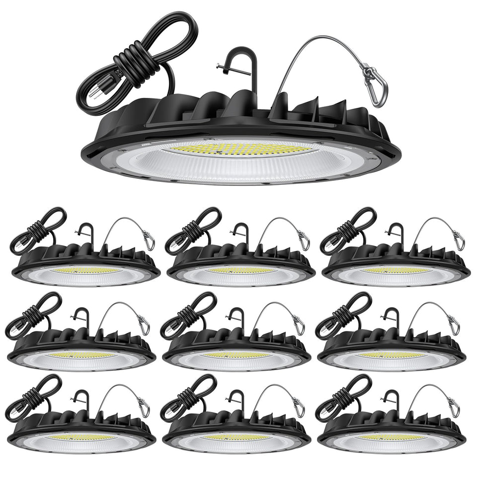 Hunhun ETL UFO high bay light assembly ready for installation in a workshop