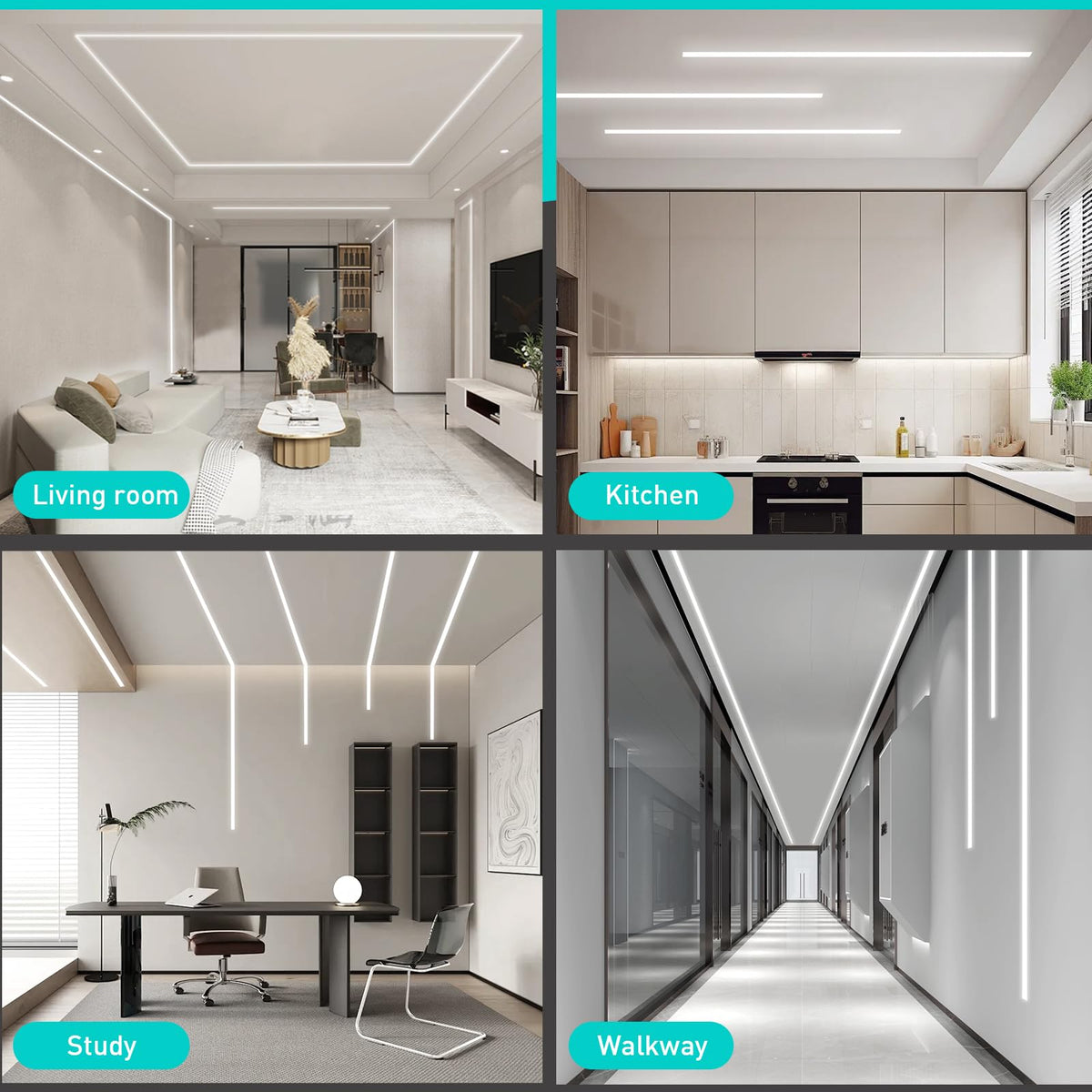 Hunhun plasterboard-friendly design enables easy under-cabinet lighting setups.