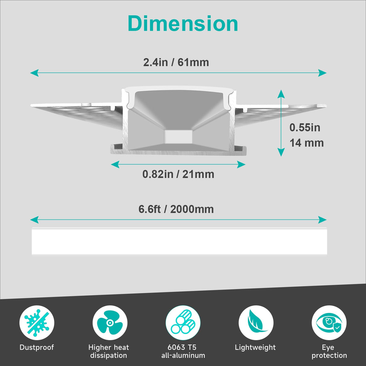 Hunhun recessed installation on gypsum board supports clean under-cabinet lighting.