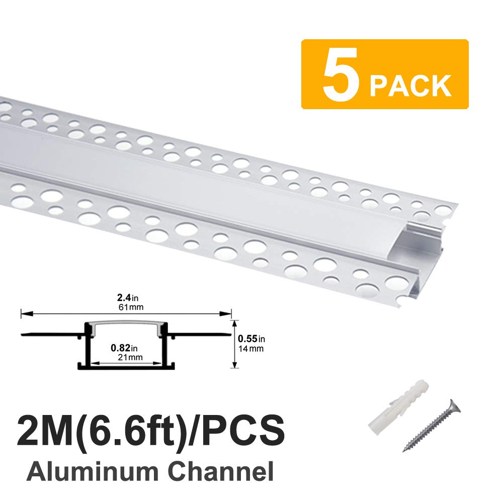 Hunhun trimless recessed channel with flange for flush plaster installations.