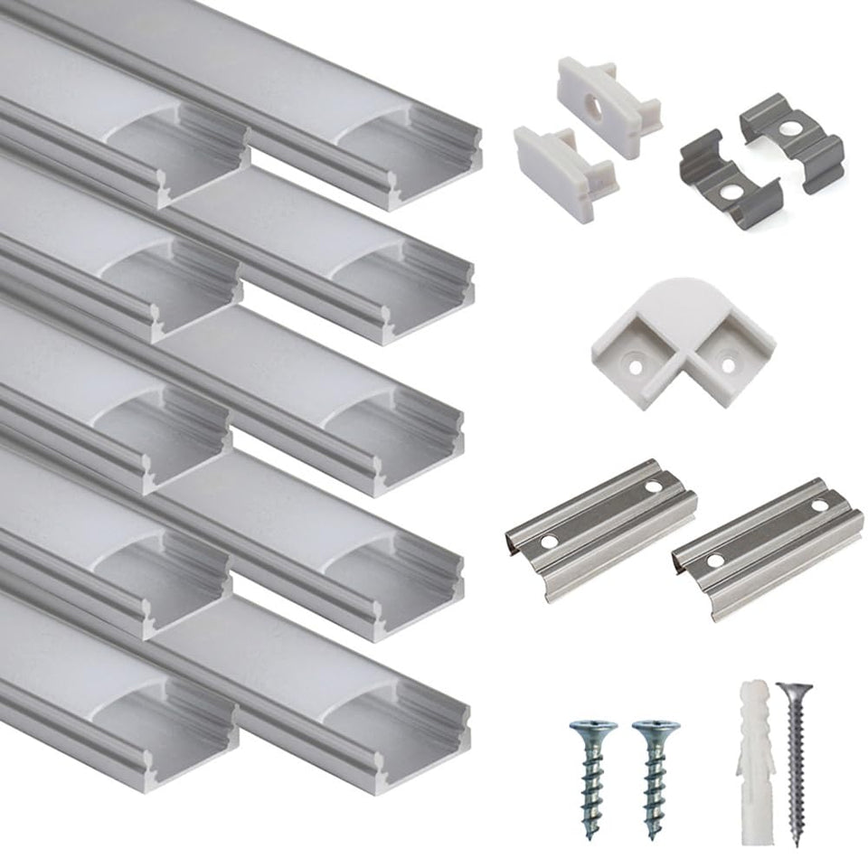 Hunhun U-channel ten-pack with 1m segments for organized LED strip installations.