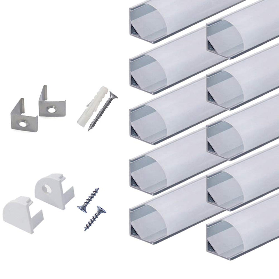 HunHun v-shape LED channel 2m with milky cover for evenly diffused light.