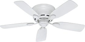 Hunter 42-inch indoor ceiling fan no light front view with white finish for bedrooms