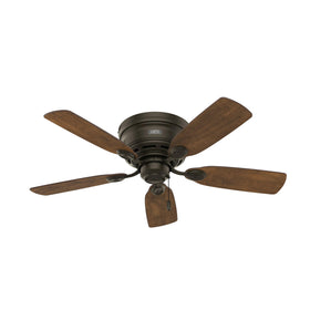 Hunter 44-inch bronze flush-mount ceiling fan in a living space for a refined look