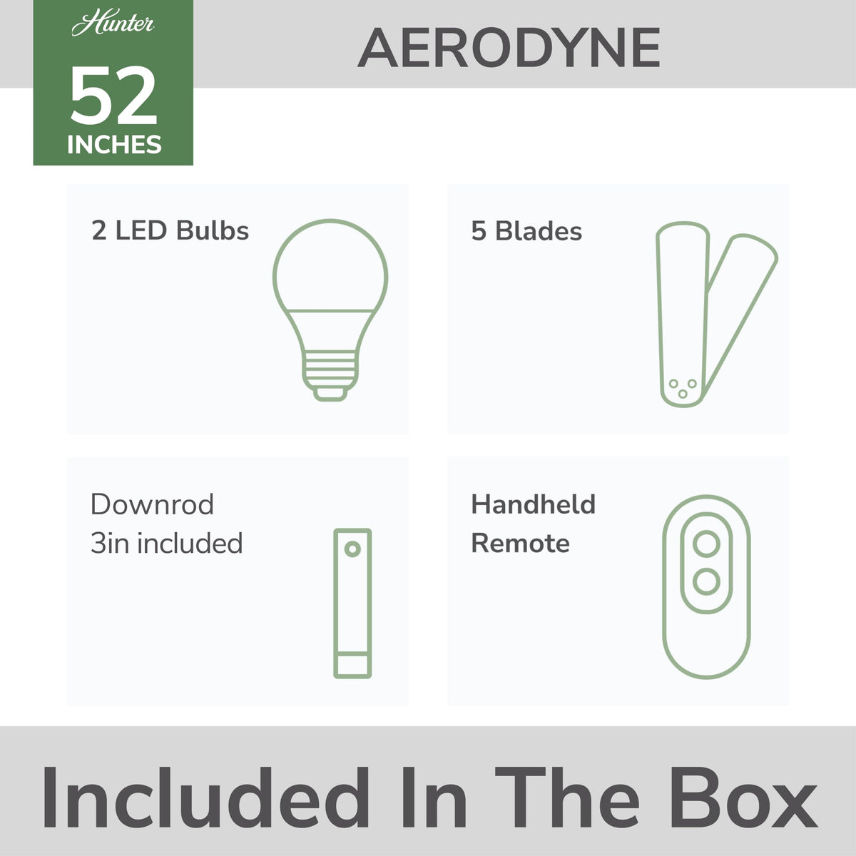 Hunter Aerodyne remote control for convenient fan and light adjustments.