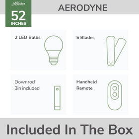Hunter Aerodyne remote control for convenient fan and light adjustments.
