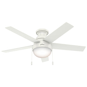 Hunter Anslee 46-inch ceiling fan in white finish for compact rooms with efficient airflow