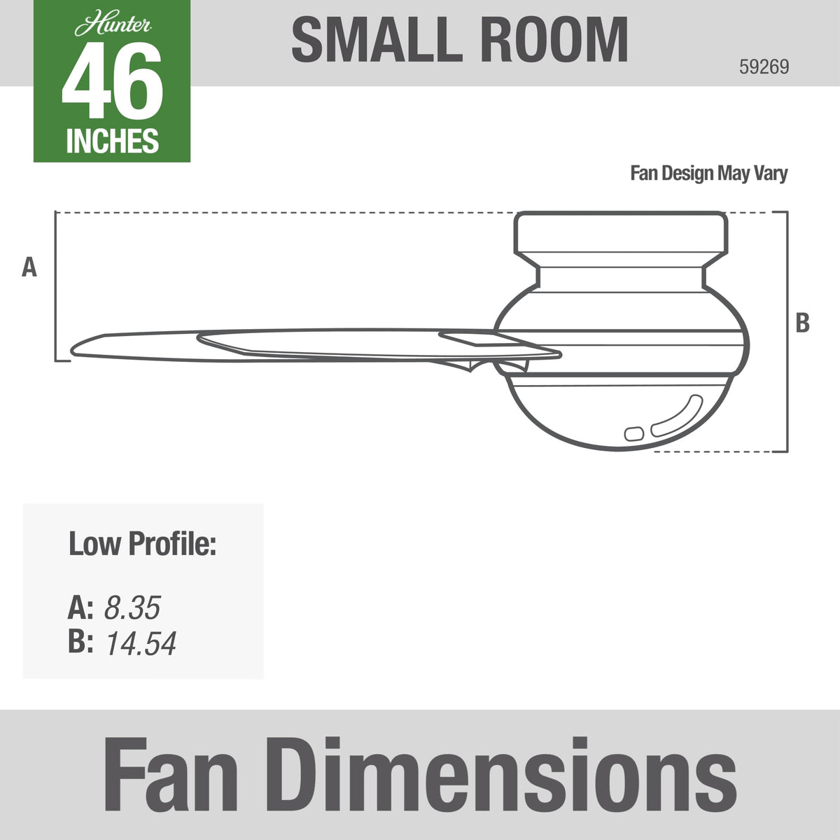 Hunter Anslee low-profile mount fits spaces with low ceilings while preserving style